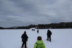 Hiking across frozen Lake Killian